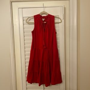 Red soft high neck dress